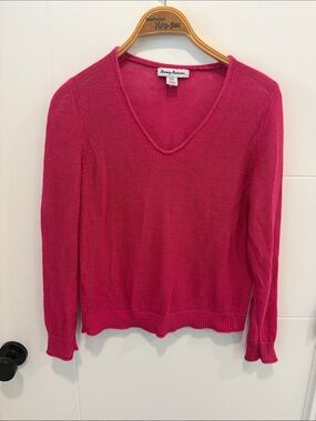 Tommy Bahama Hot Pink V-Neck Lightweight Sweater
